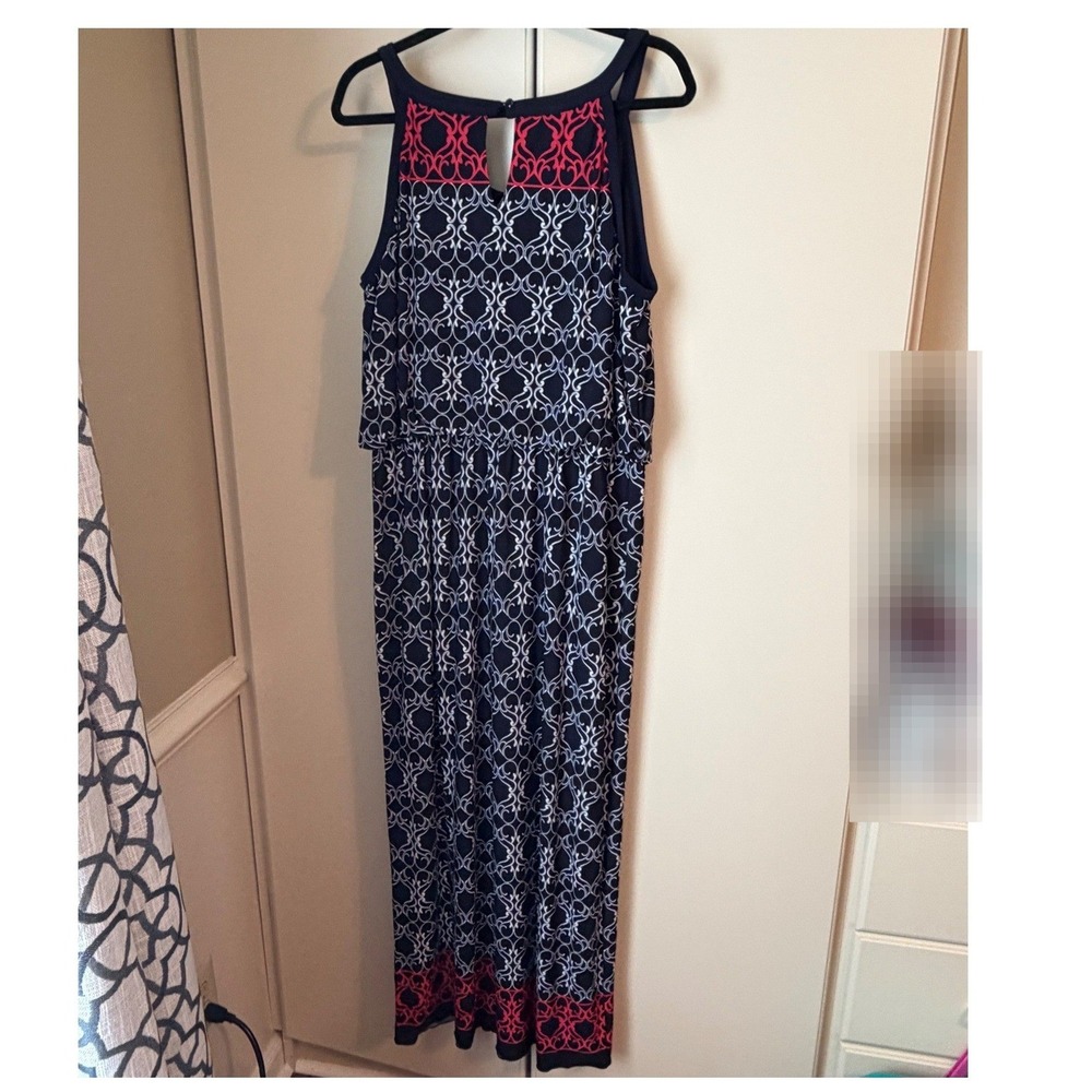 Enfocus Y2K Geometric Scroll Blouson Maxi Dress Plus 16W Sleeveless